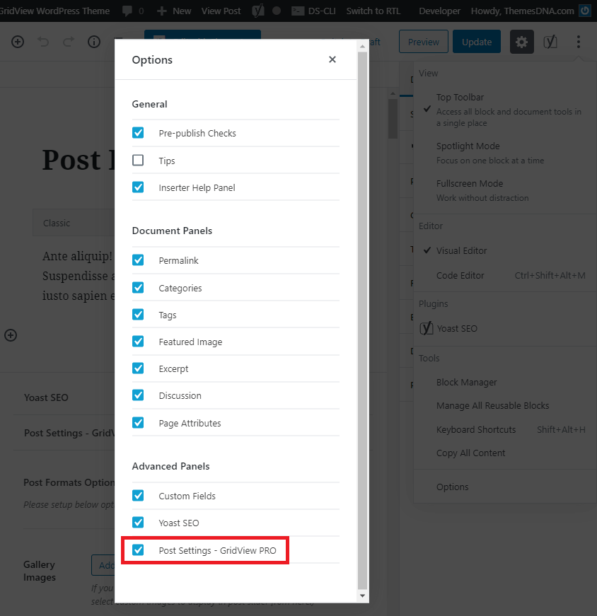 Block Editor Options